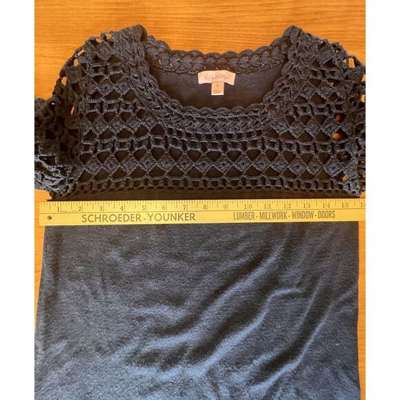 Lilly Pulitzer Kariana Sweater Shift Dress Med Navy Blue Merino Wool Crocheted - Picture 4 of 9